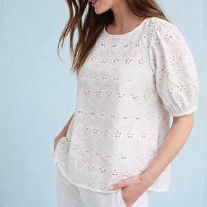 ANTHROPOLOGIE: Eyelet Puff Sleeve Blouse
